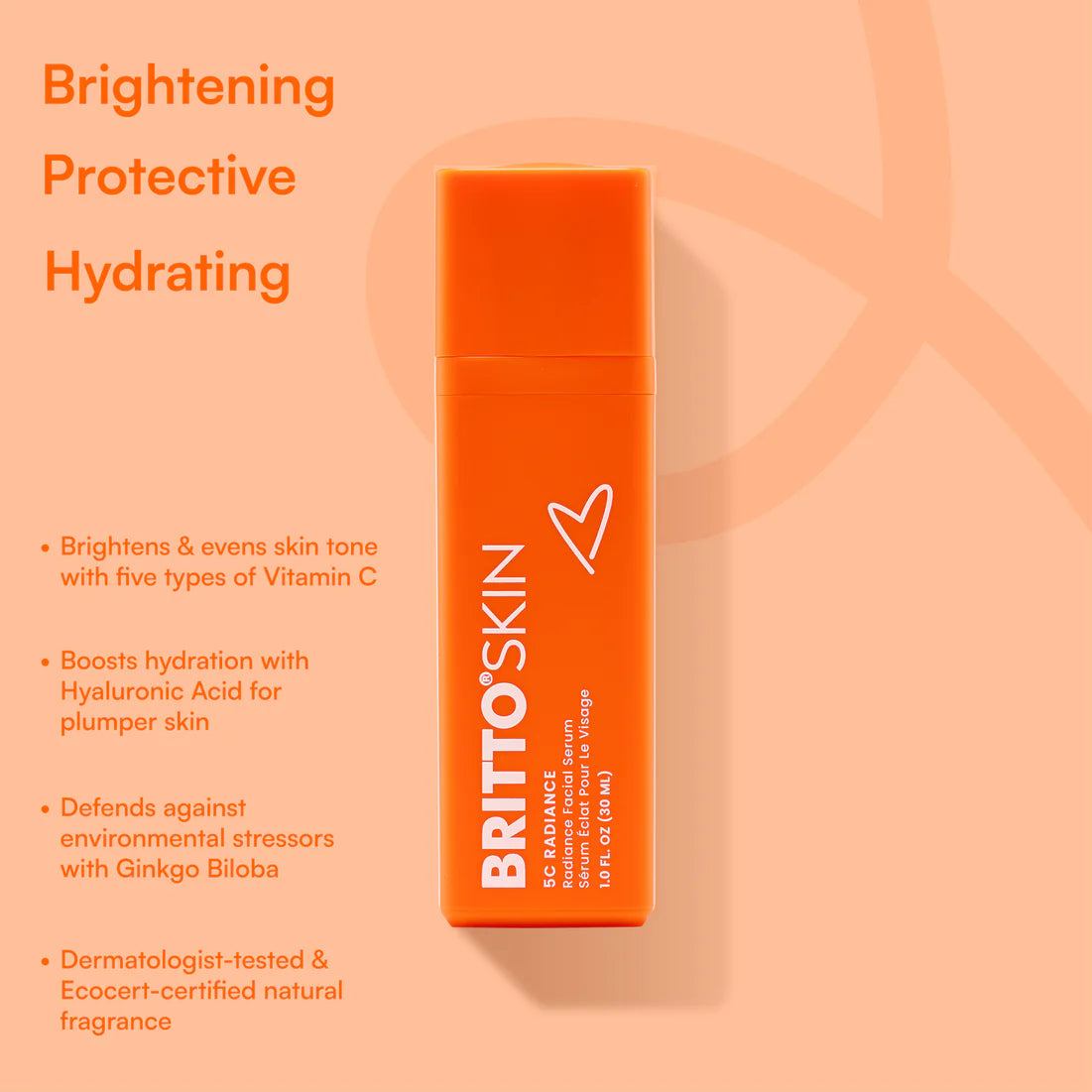 BRITTO SKIN SUERO FACIAL RADIANTE - POTENCIADOR DE LUMINOSIDAD E HIDRATACIÓN 1 OZ  VEGAN 100%