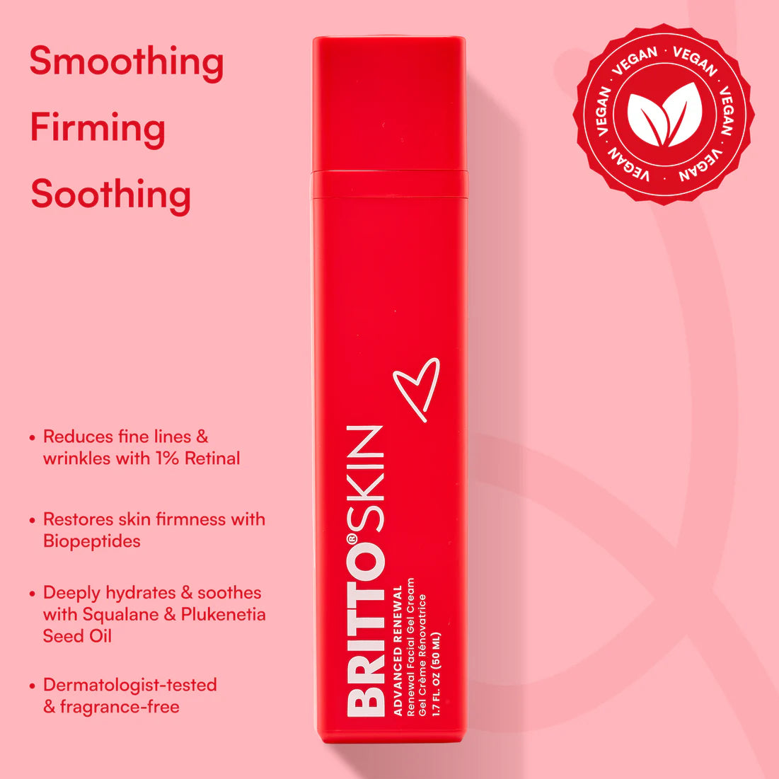 BRITTO SKIN CREMA FACIAL EN GEL RENOVADORA 1.7 OZ  VEGAN 100%