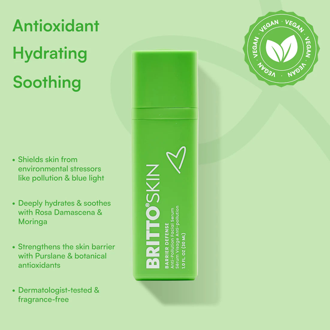 BRITTO SKIN SUERO FACIAL ANTIPOLUCIÓN - DEFENSA ANTIOXIDANTE E HIDRATACIÓN 1 OZ  VEGAN 100%