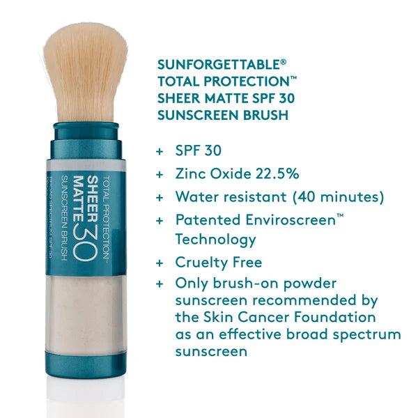 COLORESCIENCE – PROTECTOR SOLAR EN POLVO CON BROCHA, ACABADO MATE FPS 30